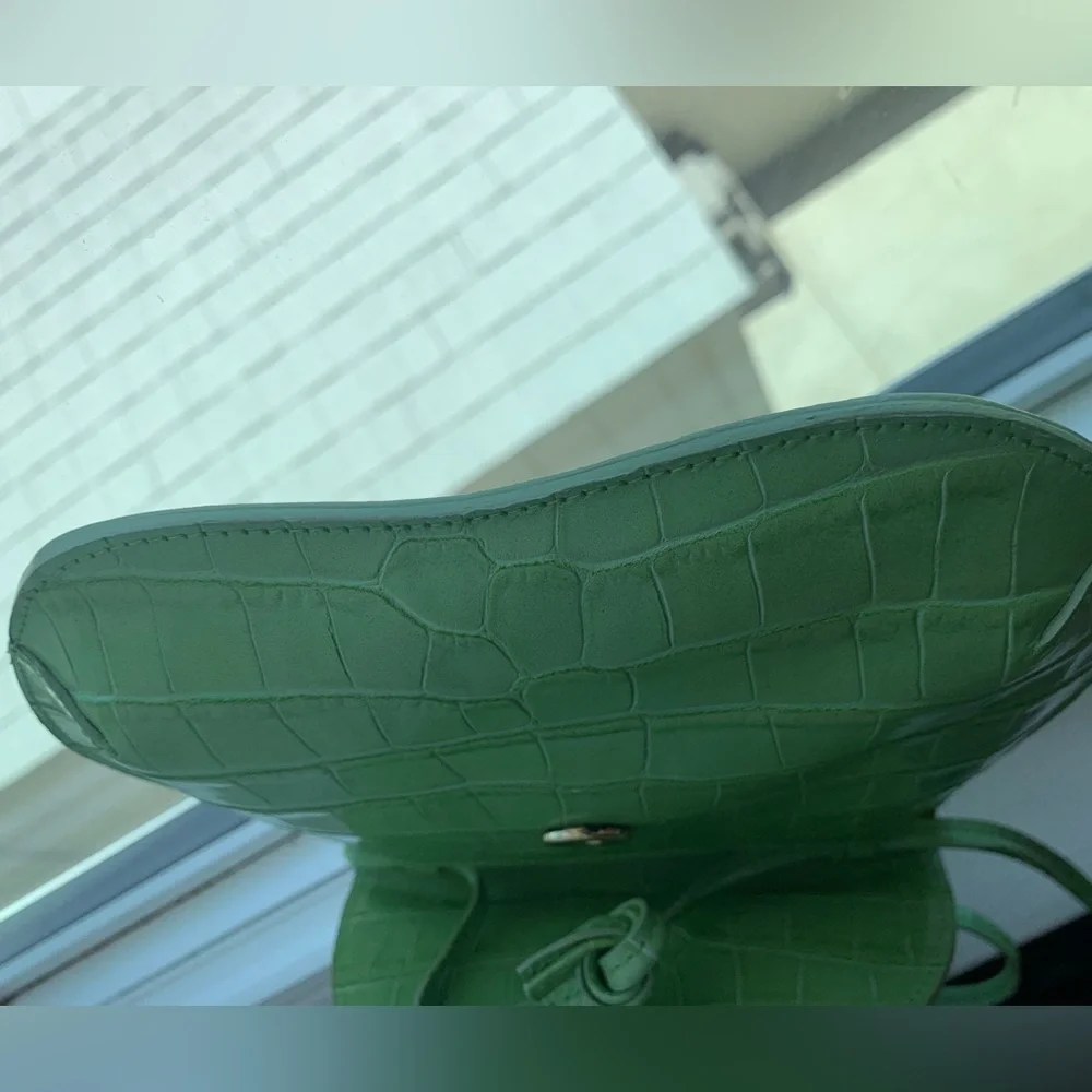 Croc-Embossed Light Green Crossbody Bag